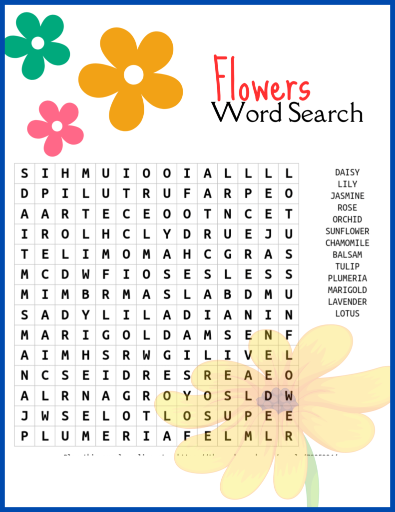 word search flowers