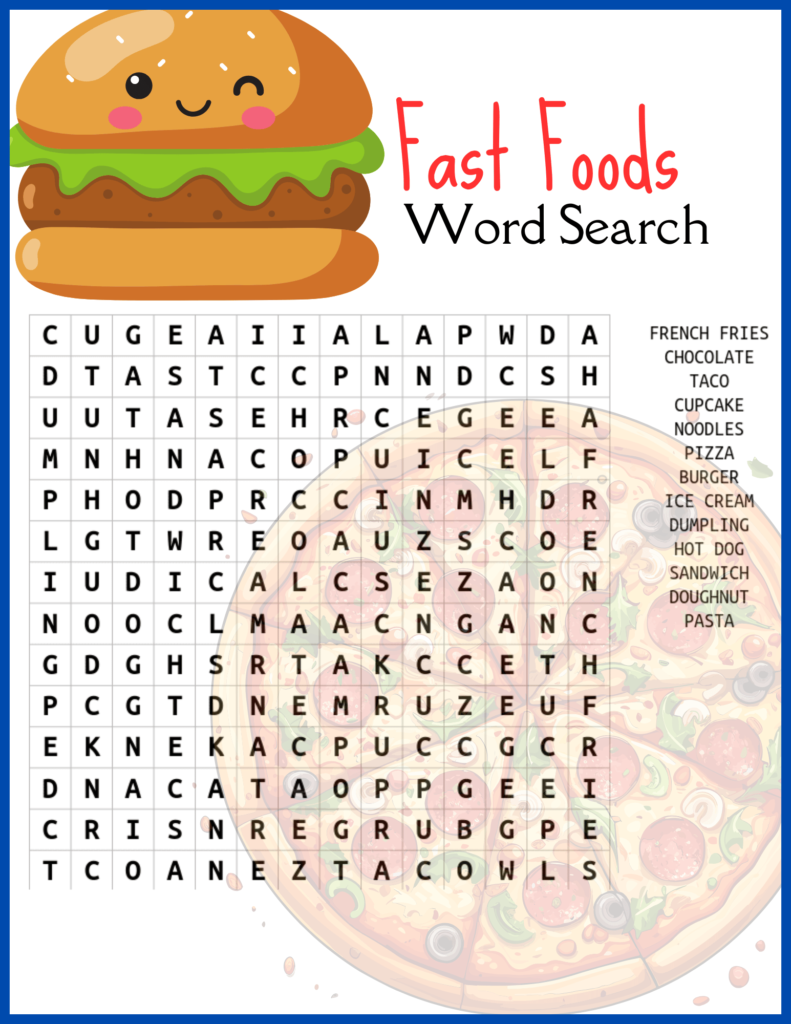 word search fast foods